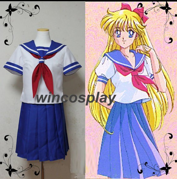Sailor Moon Sailor Venus Cosplay Costume School Uniform Dress Customized Size