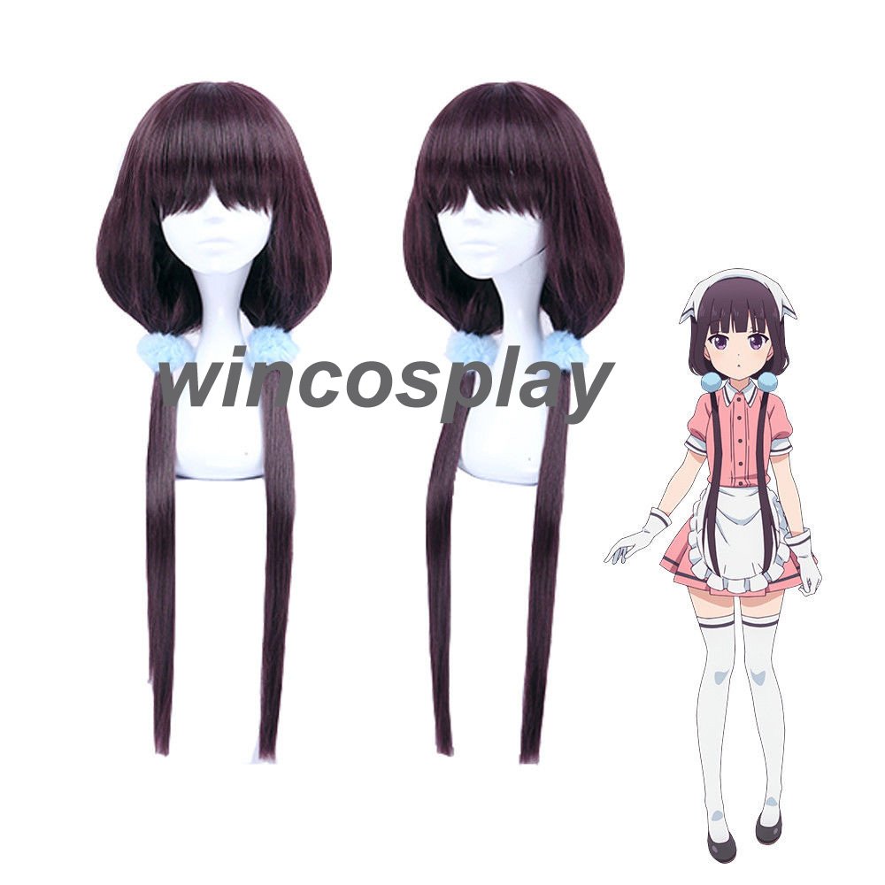Blend S Maika Sakuranomiya Long Straight Ponytails Purple Cosplay Wig & Headwear