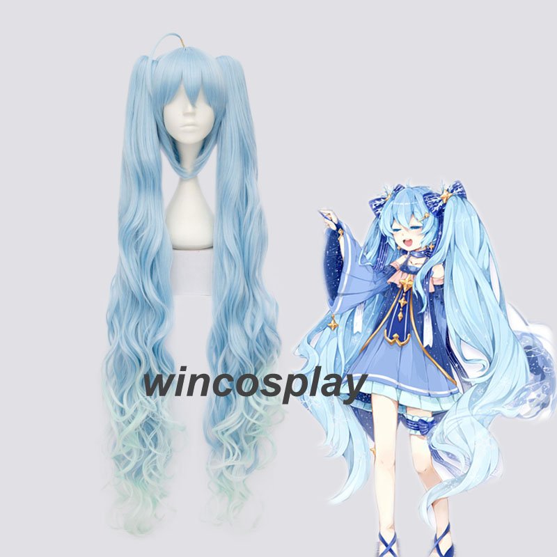 Vocaloid Hatsune Miku Show Ponytails Anime Cosplay Wig 120cm Perücke Karneval
