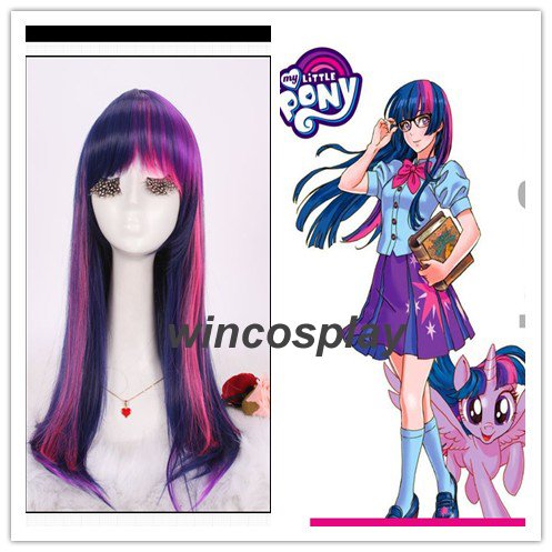 My Little Pony Twilight Sparkle 55cm Blue Pink Purple Mix Long Straight Synthetic Wig