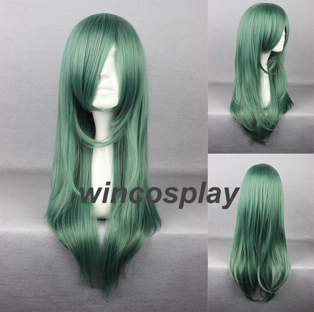 KAGEROU PROJECT Kido Tsubomi Long Straight Dark Green Heat Resistant Cosplay Wig