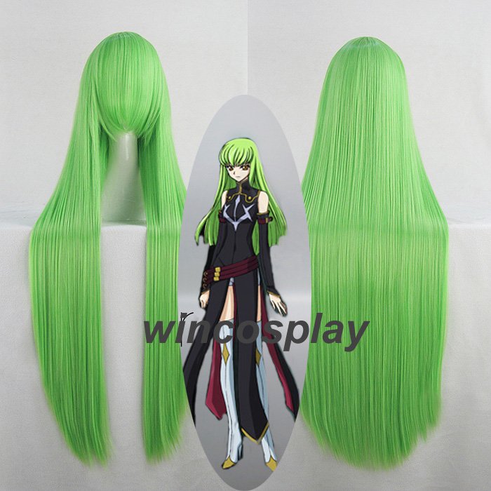 Code Geass C.C CC Empress 100cm 39" Green Long Straight Anime Cosplay Wig