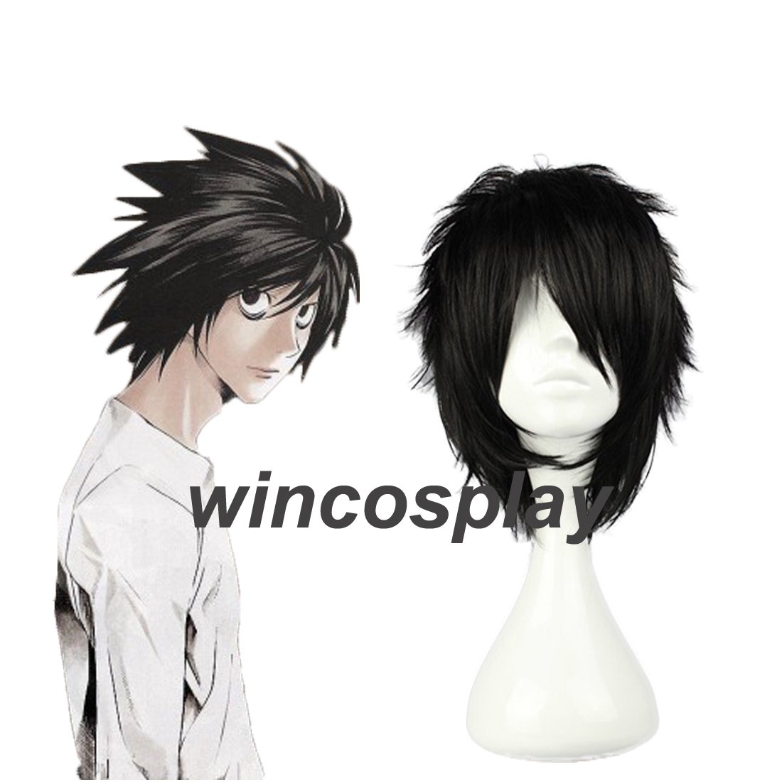 Anime Death Note L Lawliet Cosplay Wig Hair Cos Accessary Black wig