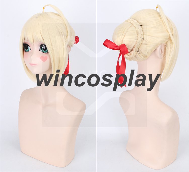 Fate/stay night Arturia Pendragon Saber cosplay Wig saber cosplay wig Arturia light golden wig