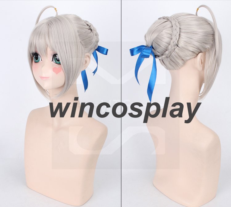 Fate/stay night Arturia Pendragon Saber cosplay Wig saber sliver cosplay wig adult size