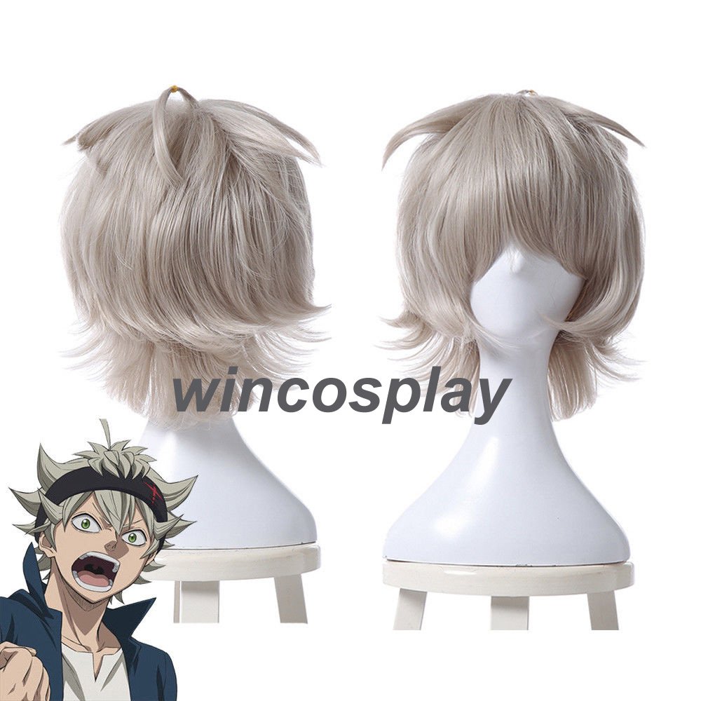 Black Clover Asta Gray Short Straight Fluffy Cosplay Wig Heat Resistant Hair Wig