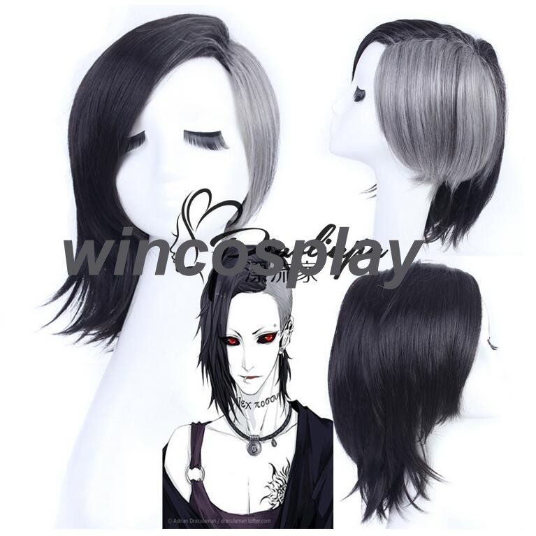 ANIME Tokyo Ghoul Maker Uta Cosplay wig short back+grey cosplay wig halloween cosplay wig