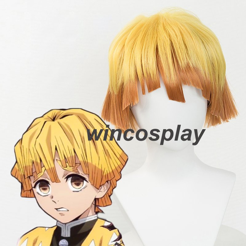 Demon Slayer: Kimetsu no Yaiba Agatsuma Zenitsu Cosplay Wig Short Yellow Hair