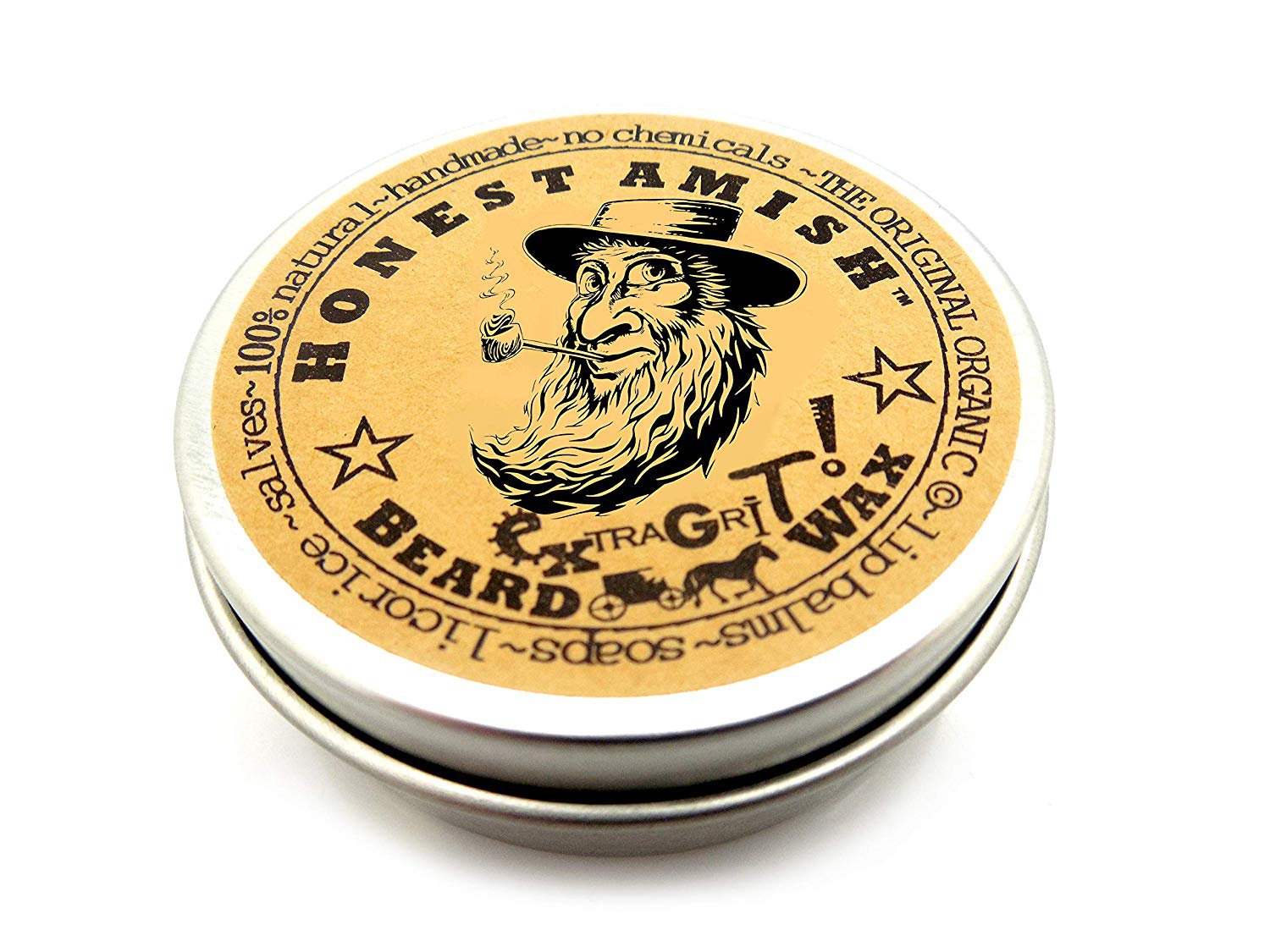 Extra Grit Beard Wax 2.0 oz, Honest Amish, Organic, Softens, Conditions Beard