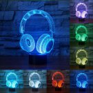 Novelty Colorful DJ Headphone Shape 3D Night Light Illusion Lamp Earphone Lighting Home Decor