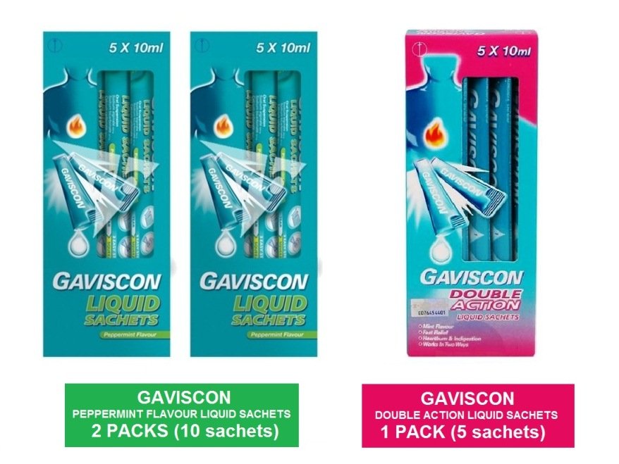 (COMBO) GAVISCON PEPPERMINT & DOUBLE ACTION LIQUID SACHETS - HEARTBURN