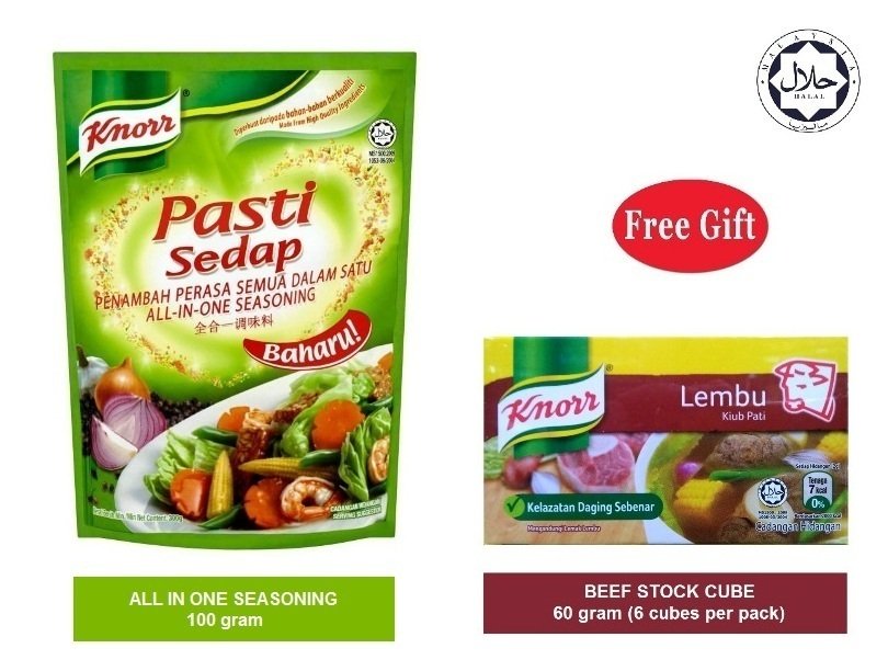 KNORR ALL IN ONE SEASONING 100 gram GIFT BEEF STOCK CUBES HALAL