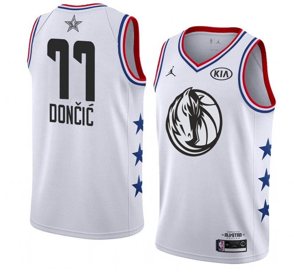 Men's Mavericks #77 Luka Doncic White 2019 All Star Basketball Jersey