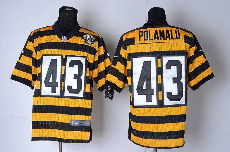 Men's Pittsburgh Steelers Troy Polamalu Yellow Throwback Elite Jersey ...