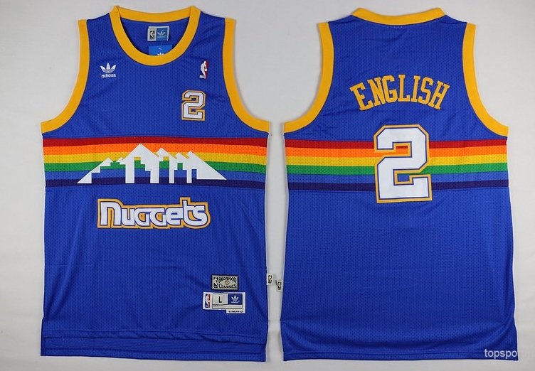 Men's Denver Nuggets Alex English Blue Throwback Basketball Jersey