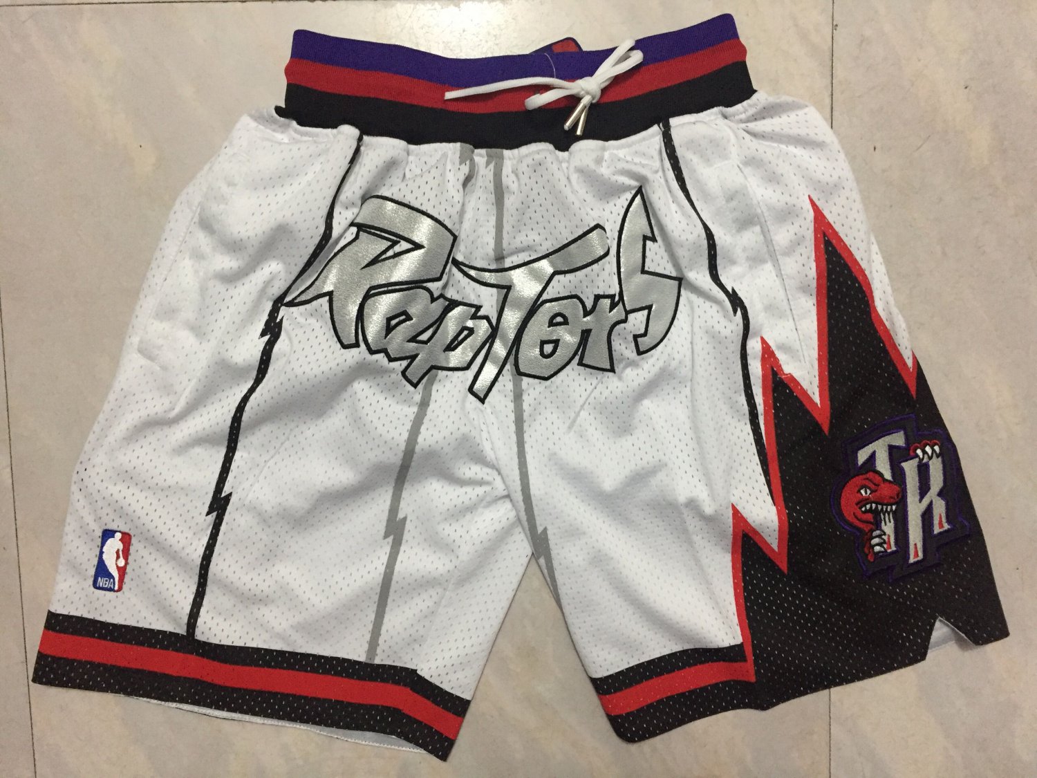 Men's Toronto Raptors White Throwback Basketball Shorts Stitched