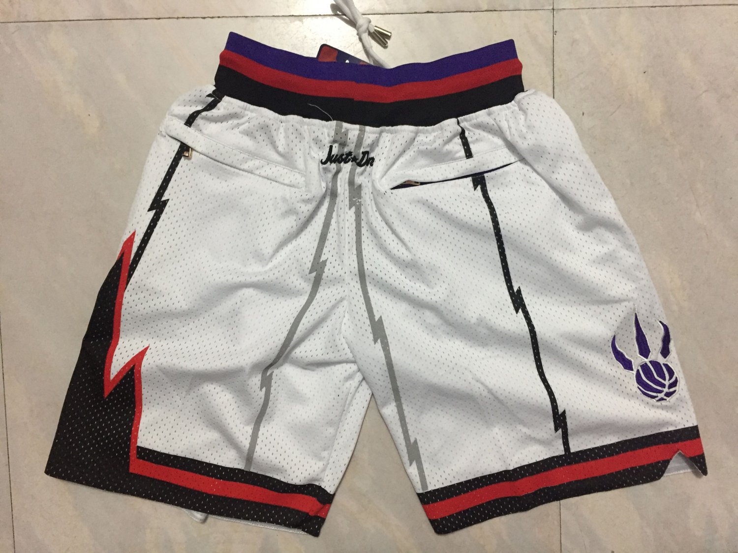 Men's Toronto Raptors White Throwback Basketball Shorts Stitched