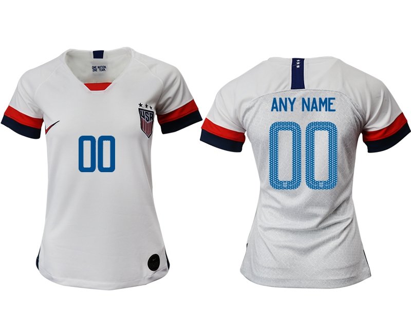 2019 2020 Women's US White Home Custom USMNT Soccer Jersey