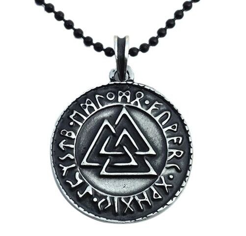Valknut Rune Runic Norse Viking Elder Futhark Talisman Pewter Pendant Amulet