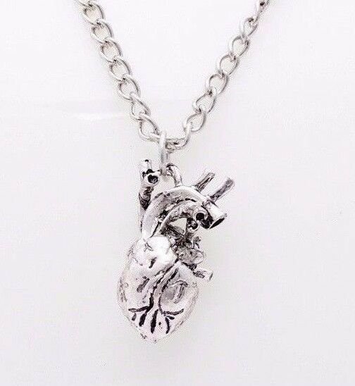 Silver Anatomical Heart Necklace