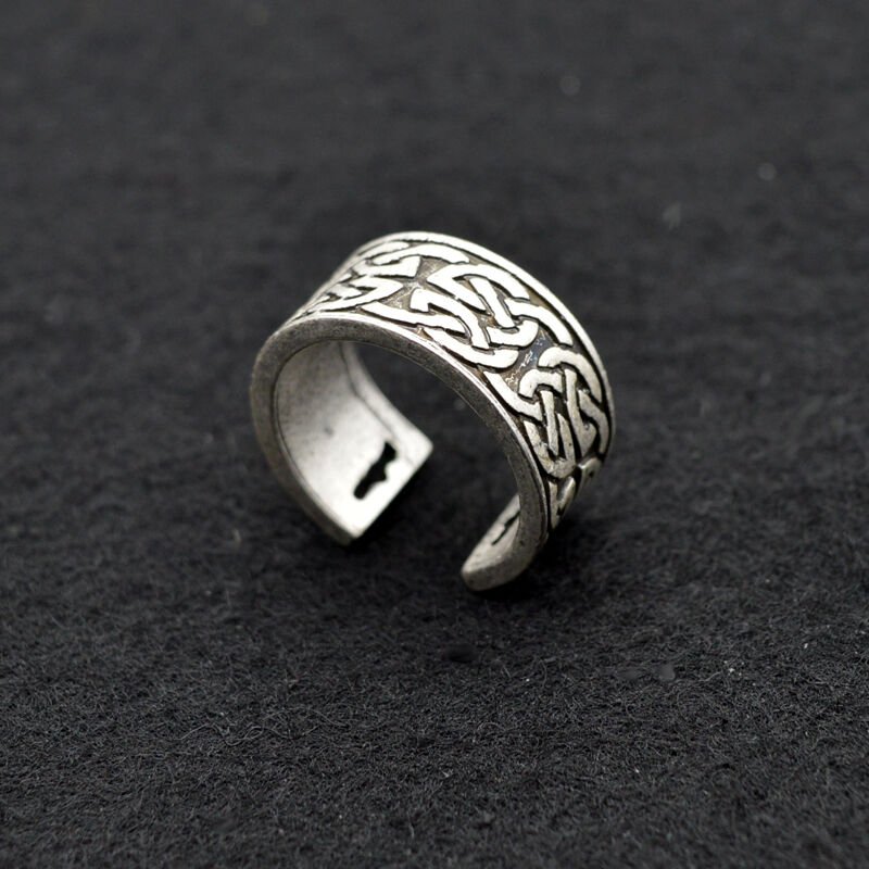 Adjustable celtic cross Ring Thor Hammer Viking Amulet Runic Nordic norse loki