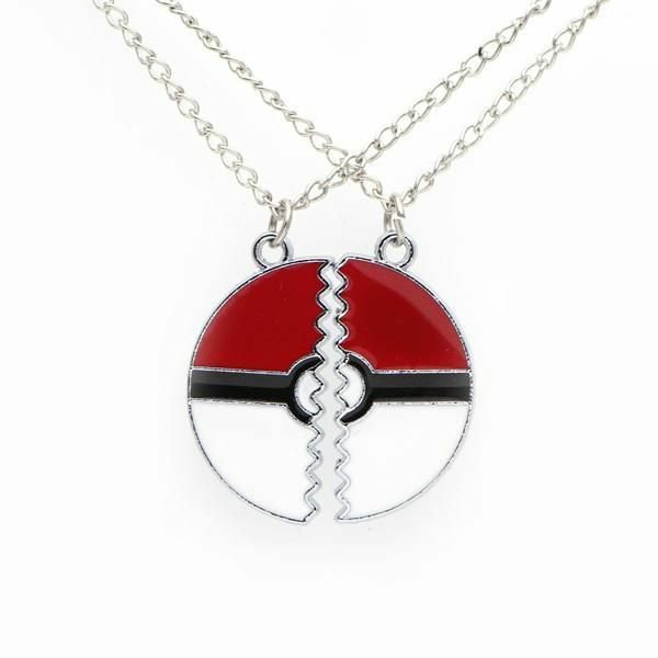 Pokemon - Metal 2 Part Interlocking Pokeball Charm Necklace