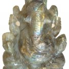Labradorite Stone Ganesh Statue Hand Carved Elephant God Stone Ganesha