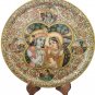 15" White Marble Plate Radha Krishna Gold Embossed Painting Round Plate Gift