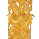 Wood Radha Krishna Statue  Love Couple Figurine Hand Carved Radha Krishna