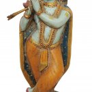 Wood Krishna Statue Hand Carved and Painted