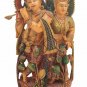 Wood Radha Krishna Statue Painted Love Couple Hand Carved Radha Krishna Painted