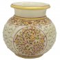 Marble Stone undercut Round Pot Gold Foil Work Painted Vessel Stone