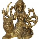 Goddess Durga  Hindu Maa Brass Devi Kali Sitting Lion Religious Idol Figurine