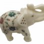White Marble Pietra Dura Inlay Elephant Handmade Statue Home Decor