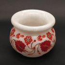 Marble Stone Round Vessel Stone With inlay work Using real semi precious Stone