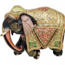 Hand Carved Wood Elephant Statue Coverd with Pure Gold Plated Embossd Work