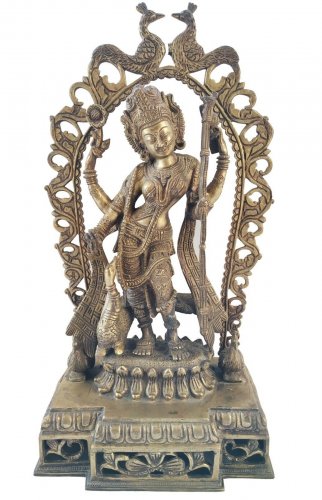 Brass Saraswati Statue Hindu Religious Hindu Goddess of Learning