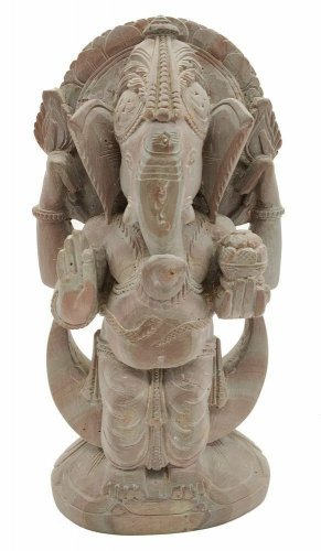 Hand carved Sandstone Standing Ganesha Statue Elephant God Soft Stone Ganesha