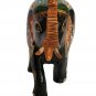 Hand Carved Wooden Elephant Trunk Up Statues with Procession Painting