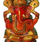 Hand Carved Wood Ganesh Painted Statue Elephant God Wooden Ganesha Painted Gift