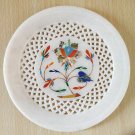 6" Marble Round Plate Decorative Floral Elephant Design Inlay Pietra Dura Stone