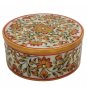 Marble Jewelry Box Decorative Floral Design with embossing painting White Stone