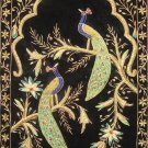 Handmade Zardozi Embroidery Peacock Jewel Carpet Rugs Wall Hanging 2'X3'