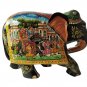Hand Carved Wood Elephant statue Elephant Prcession Scene Painted Decorative