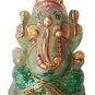 Jade Stone Ganesh Statue Hand Carved Elephant God Gold Painted Stone Ganesha