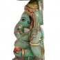 Aventurine Jade Stone Umbrella Ganesh Statue Elephant God Gold Painted Ganesha