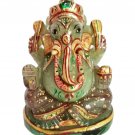 Jade Stone Ganesh Statue Hand Carved Elephant God Painted Stone Ganesha