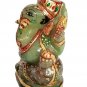 Jade Stone Ganesh Statue Hand Carved Elephant God Painted Stone Ganesha