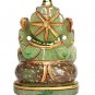 Jade Stone Ganesh Statue Hand Carved Elephant God Painted Stone Ganesha