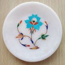 4" Marble Round Plate Decorative Floral Design Inlay Pietra Dura Stone